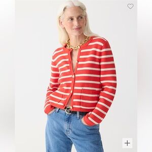 J. Crew Women’s Emilie Sweater Jacket Red Stripe XXS